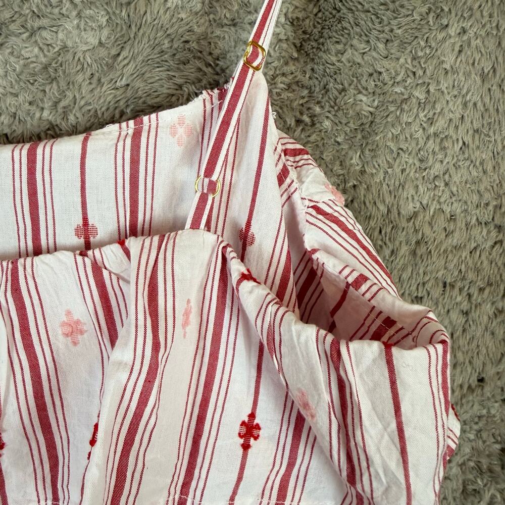 NWT LOFT Striped Ruffle Strappy Tiered Smocked Midi Dress White Red Pink XS - Picture 10 of 15